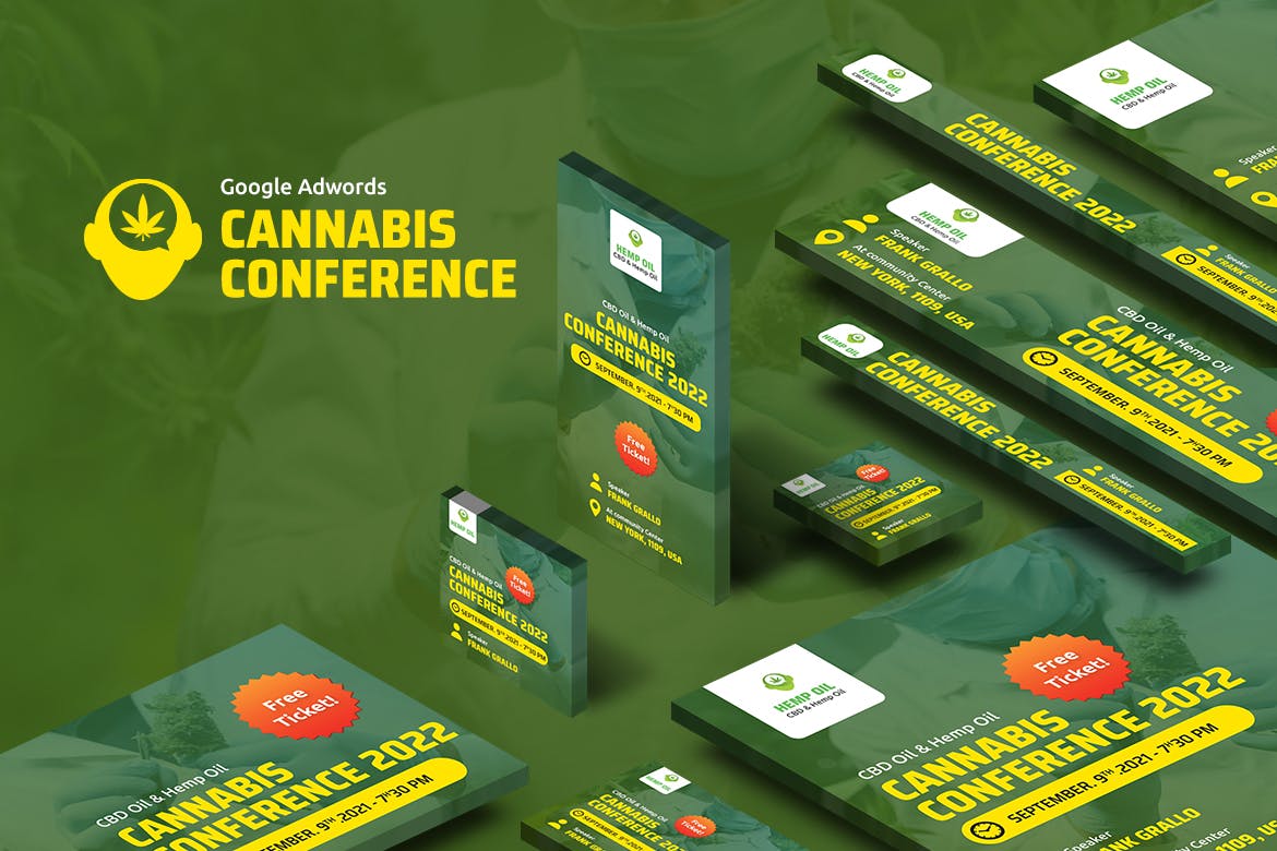 医疗生物研究会议推广Banner素材库精选广告模板素材 Cannabis Conference Banners Ad插图(1)