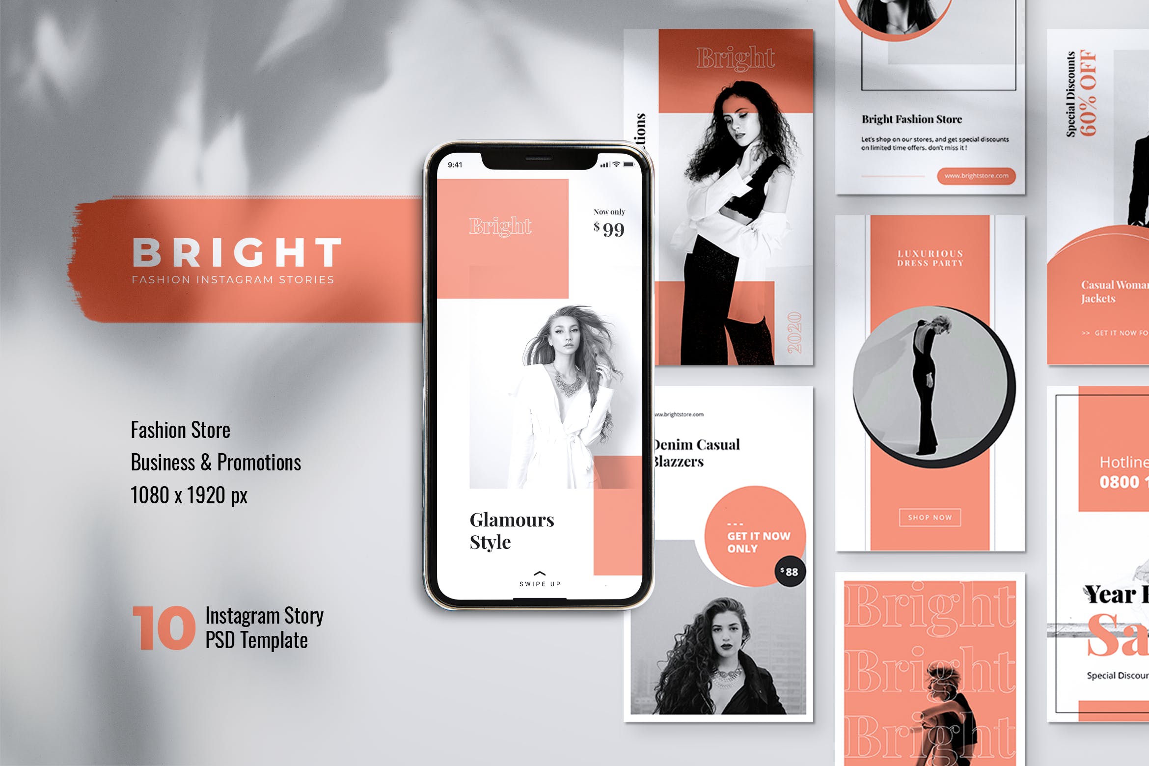 明亮粉色时尚品牌故事Instagram社交素材包 BRIGHT Fashion Instagram Stories插图