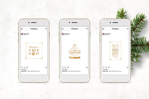 圣诞社交媒体海报-金属风格动画PSD模板素材库精选 ANIMATED Christmas Posts – Metallic Style插图(6)