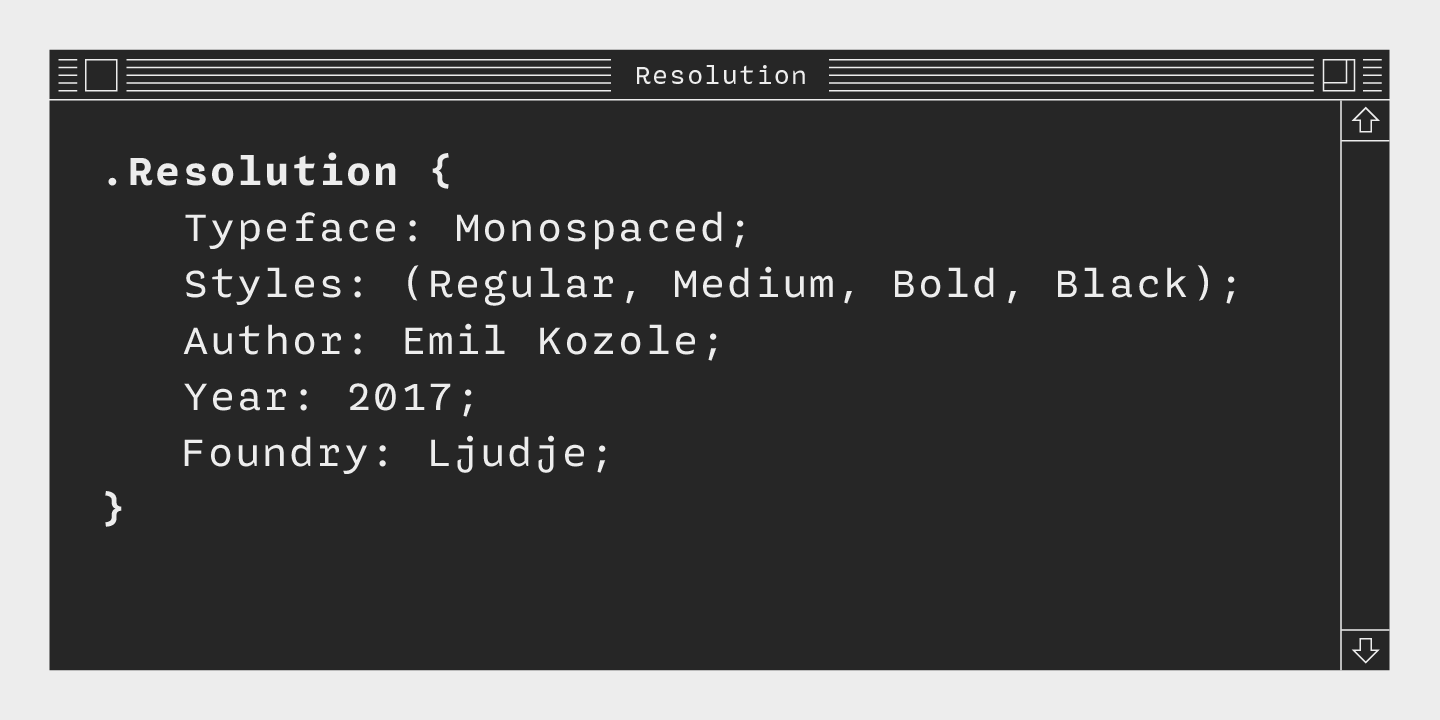 Resolution Font Family插图