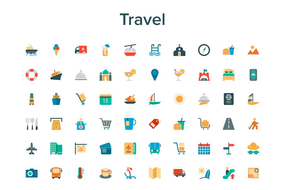 2400+彩色矢量图标 2400+ Colored Vector Icons Bundle插图(4)