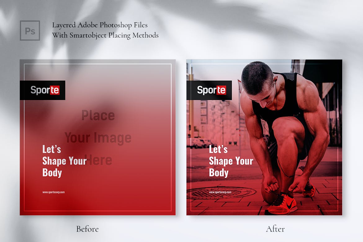 体育运动/健身主题Instagram&Facebook贴图设计模板素材库精选 SPORTE Fitness & Gym Instagram & Facebook Post插图(3)