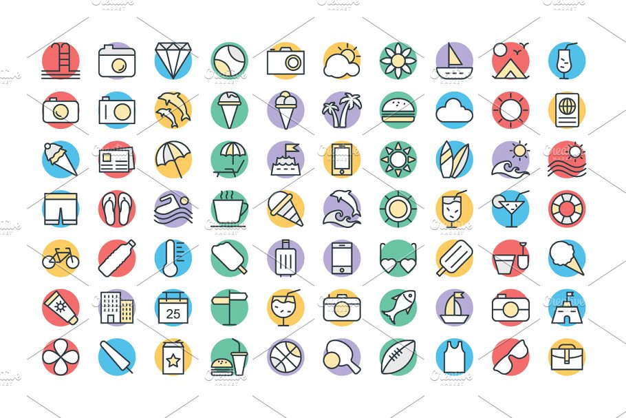 125+夏季海滩派对矢量图标 125+ Summer Vector Icons插图(1)