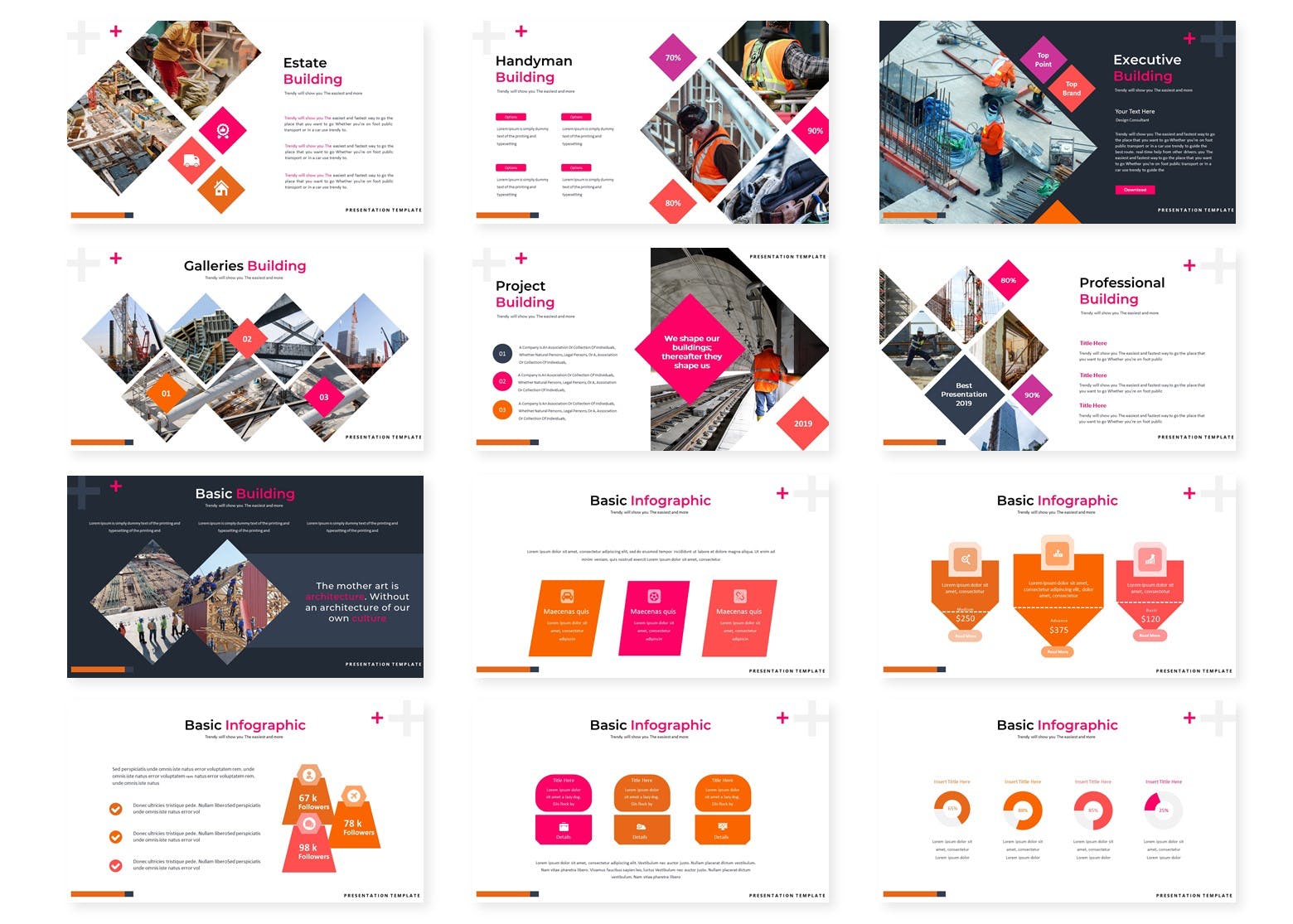 建筑设计/建筑公司适用的PPT幻灯片模板 Contruction – Powerpoint Template插图(2)