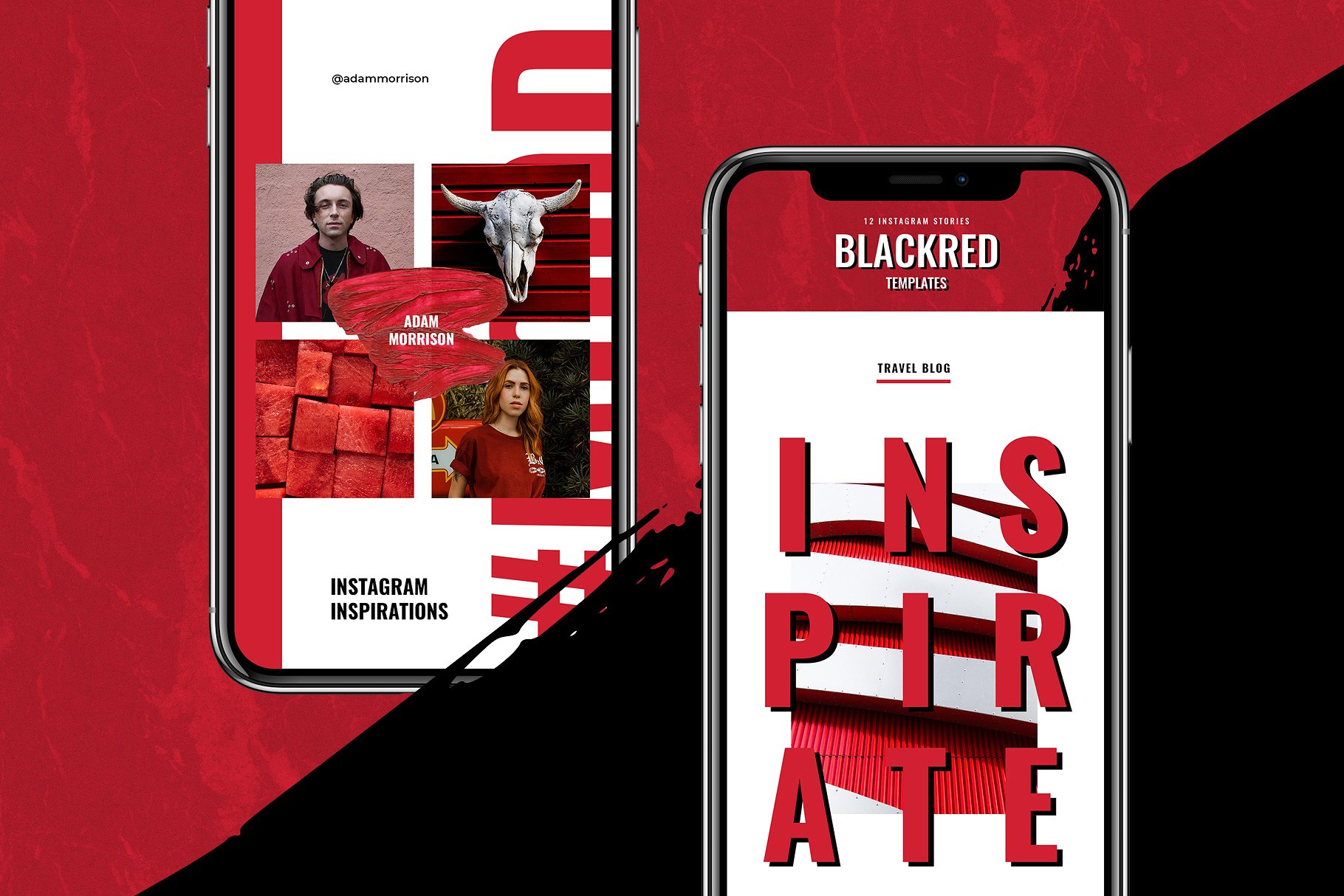 色彩活泼的红黑配色Ins故事贴图模板素材库精选 ANIMATED Blackred Instagram Stories插图(1)