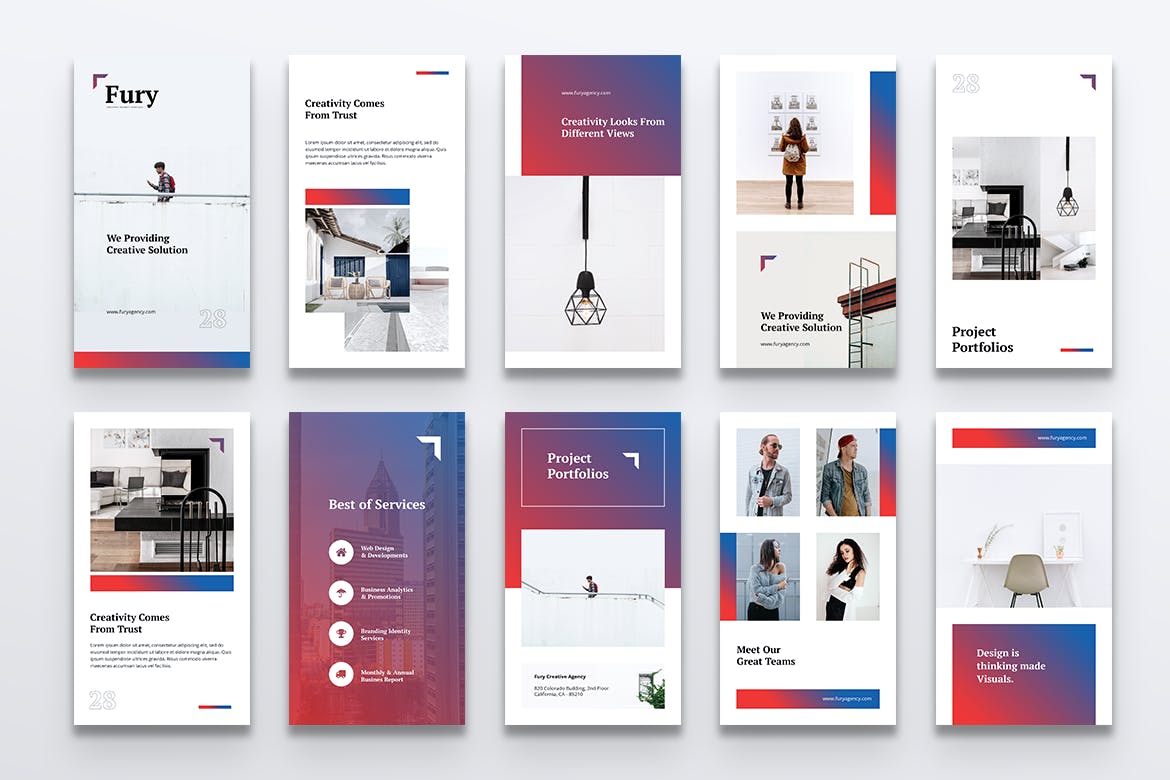 创意代理公司Instagram社交推广设计模板素材库精选 FURY Creative Agency Instagram Stories插图(5)