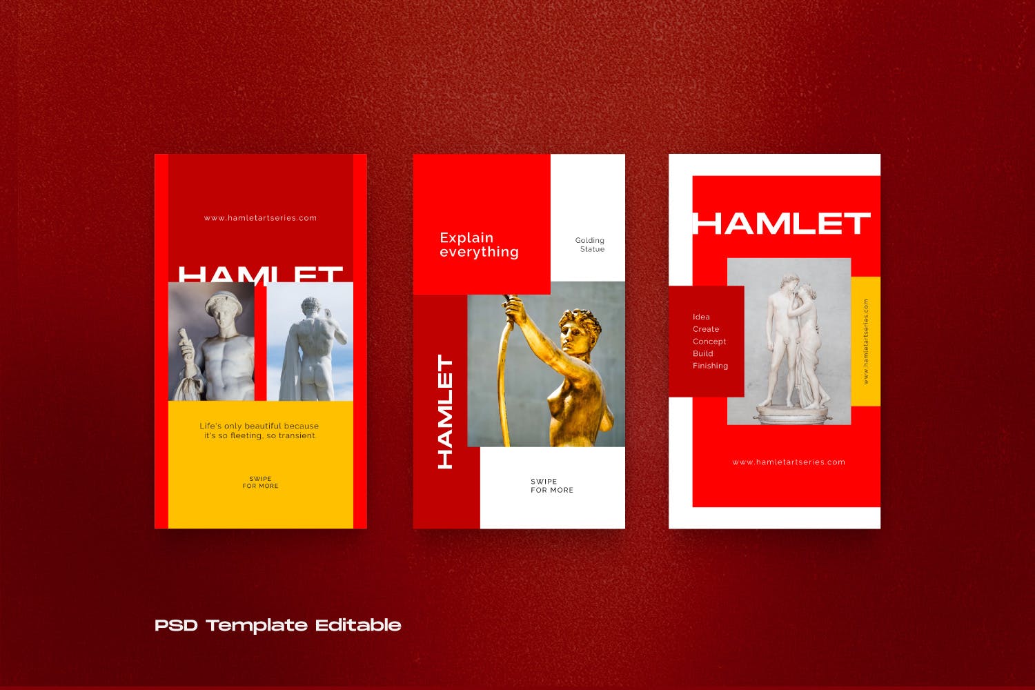 红色设计风格Instagram贴图&品牌故事设计素材包v2 HAMLET PACK 2 – Instagram Template + Stories插图(8)