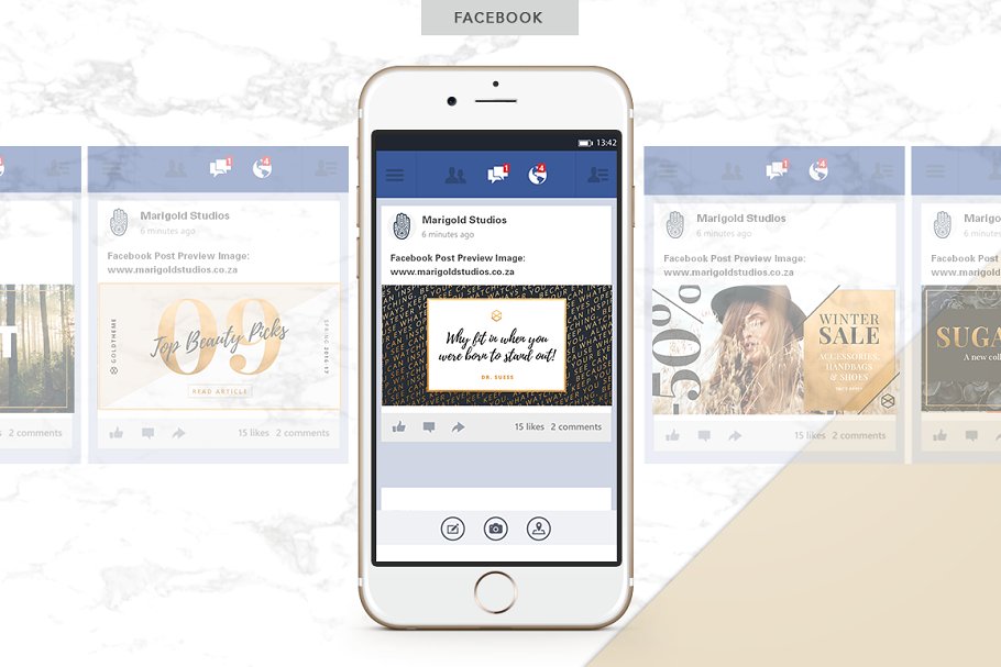 时尚生活主题社交媒体设计素材包 GOLDEN | Social Media Pack插图(8)