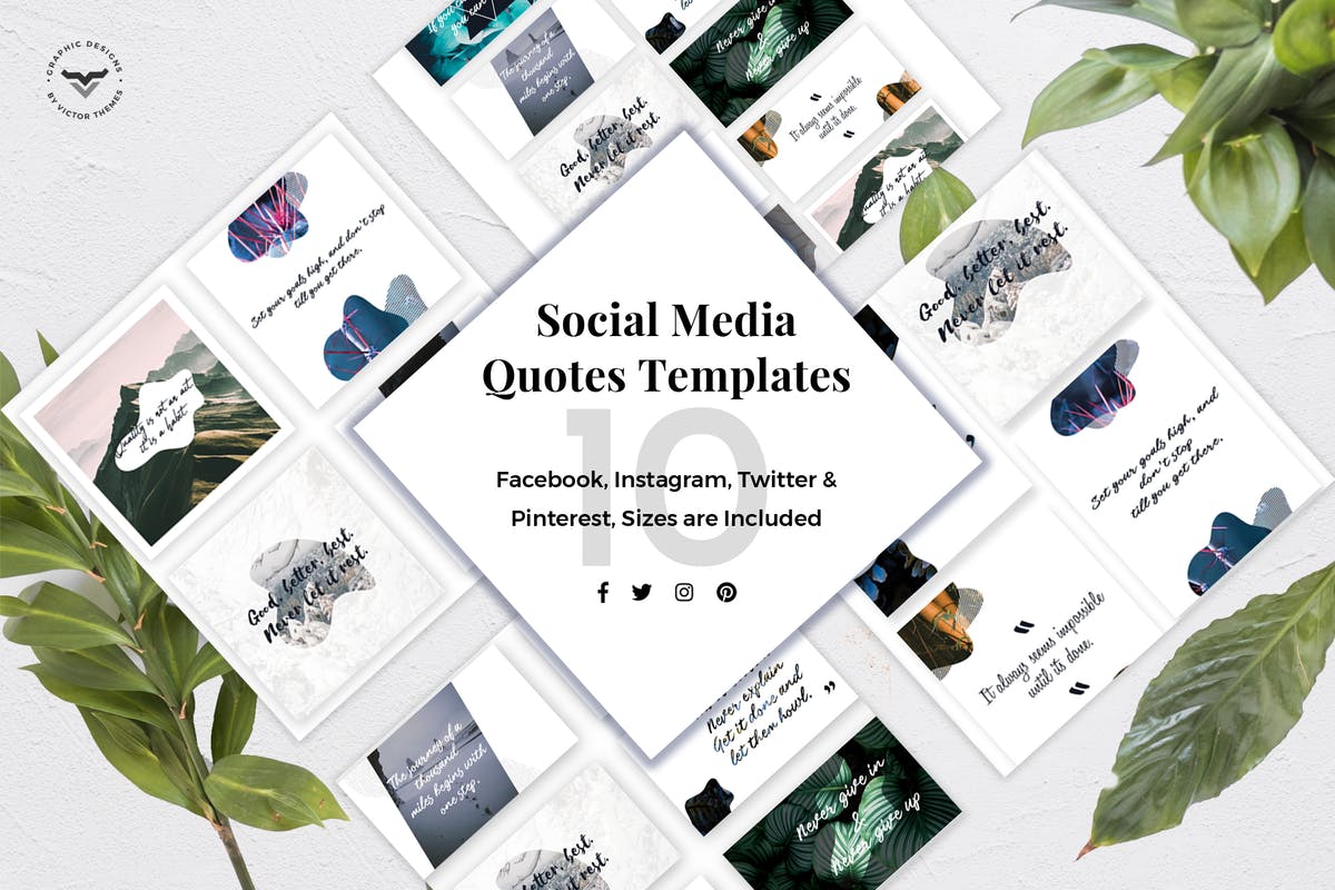 社交媒体引语祝福语Banner模板素材库精选v2 Social Media Quotes Trendy Templates插图