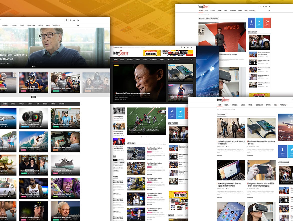 新闻&杂志网站HTML模板素材库精选素材 TodayExpress | News & Magazine HTML Template插图(2)