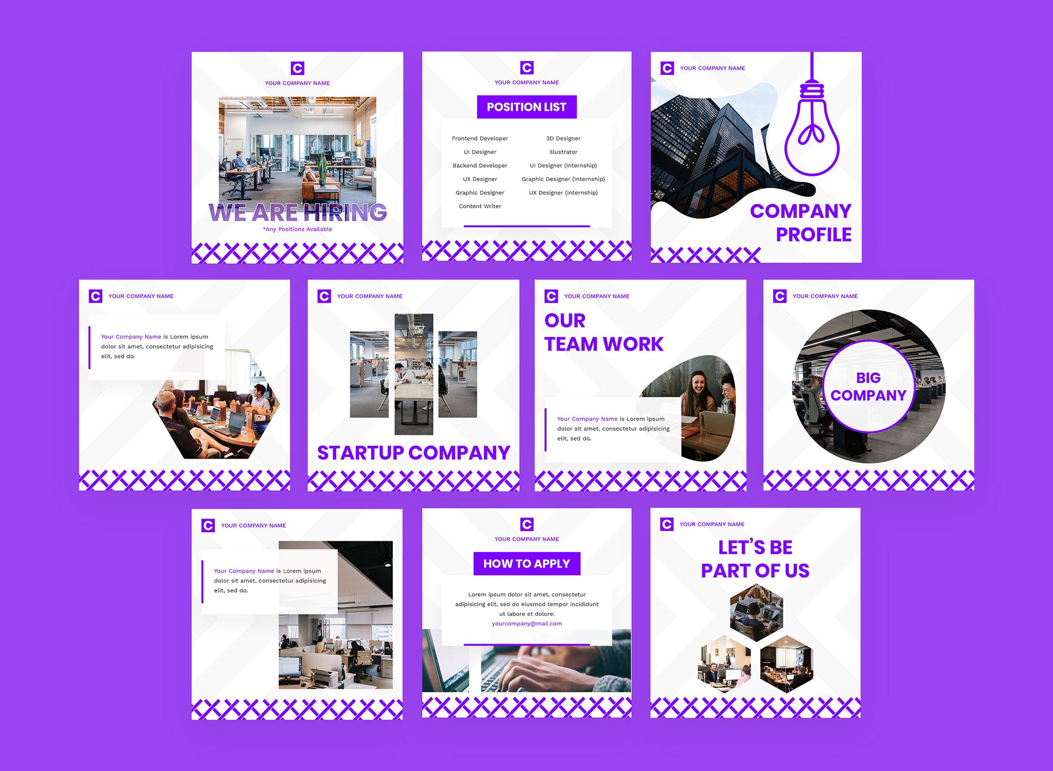 简约时尚设计风格品牌企业社交信息流宣传设计素材 Vacante – Instagram Feeds Pack插图(1)