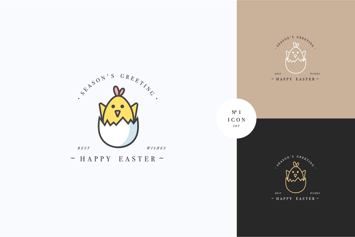 高品质的线性复活节图标插图(1)