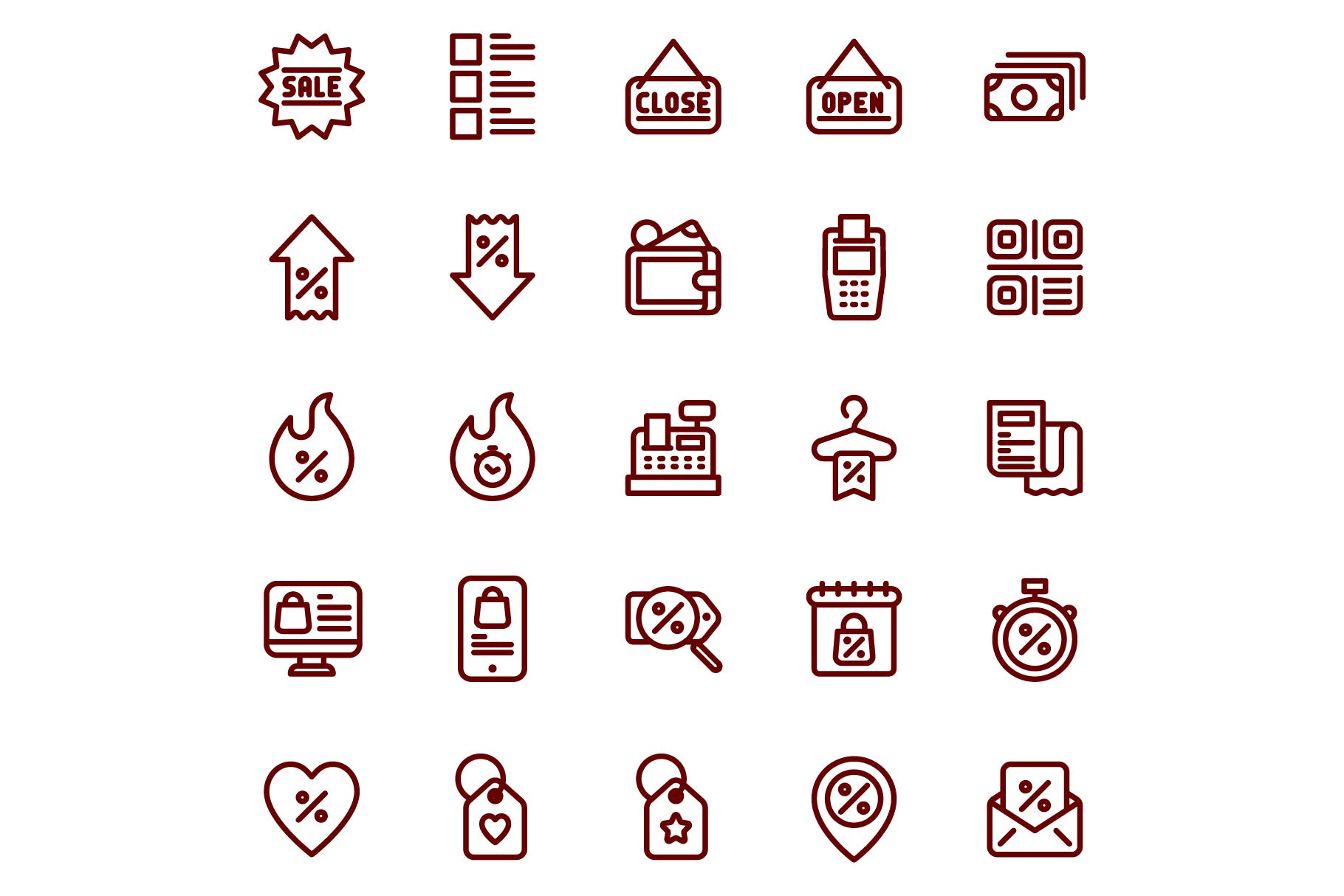 黑色星期五购物主题线性图标素材 Black Friday Lineart插图(3)