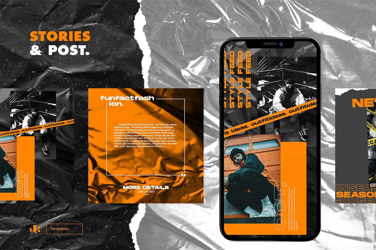 塑料胶纸纹理背景Instagram贴图设计模板素材库精选v3 Instagram Template vol.3插图(2)