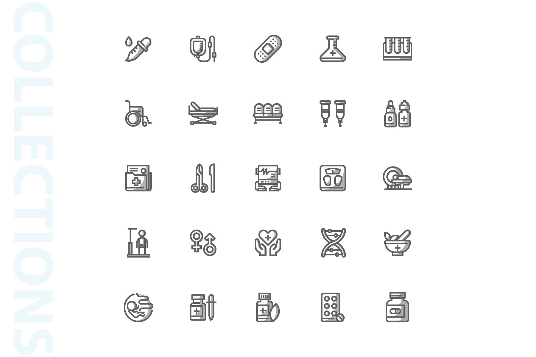 25枚医疗药物主题矢量阴影素材库精选图标v2 Medical Shady Icons插图(3)