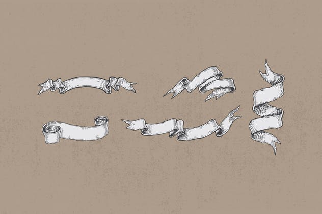 16款手绘风格Banner＆丝带模板 Hand Drawn Banners & Ribbons插图(2)