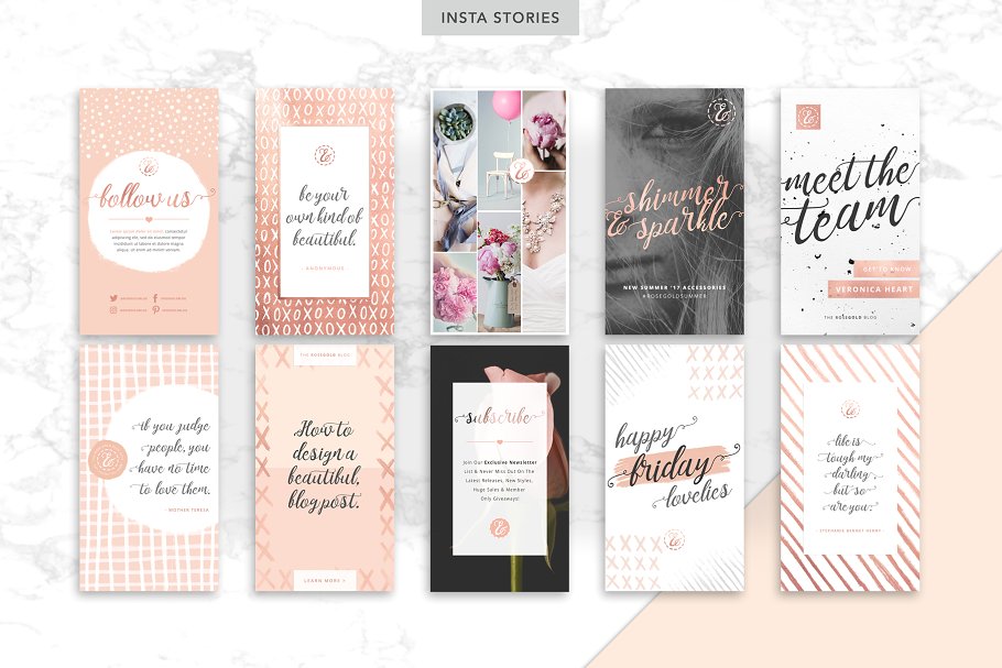 女性化社交媒体贴图模板素材库精选 ROSE GOLD | Social Media Pack 2插图(6)