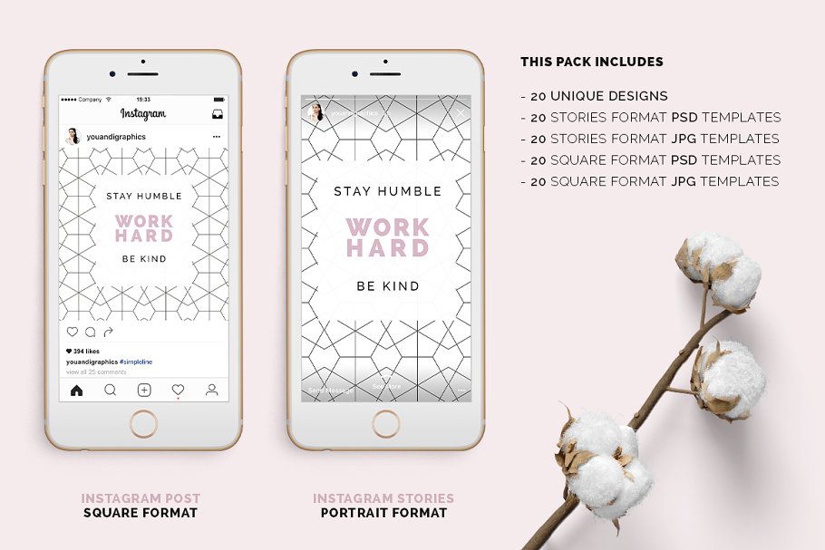 极简主义Instagram几何线条故事贴图模板素材库精选 Minimal Instagram Pack插图(1)