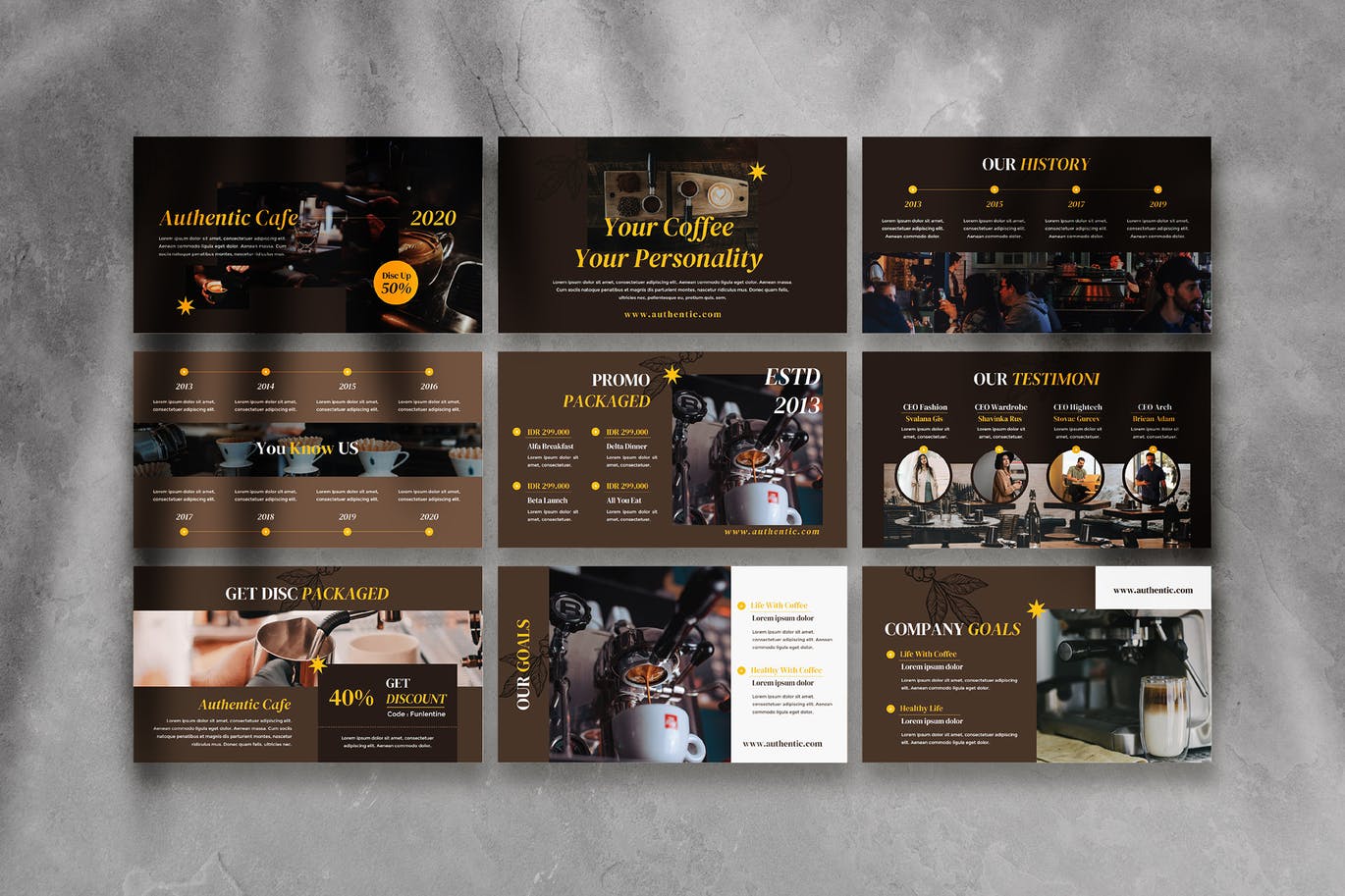 咖啡主题PowerPoint幻灯片设计模板 Authentic Coffee Presentation Template插图(4)