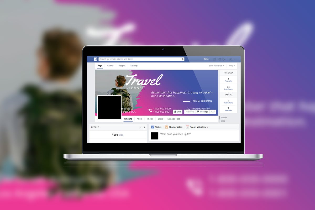 旅行品牌Facebook时间轴封面设计模板素材库精选 Travel Brush Facebook Timeline Cover插图