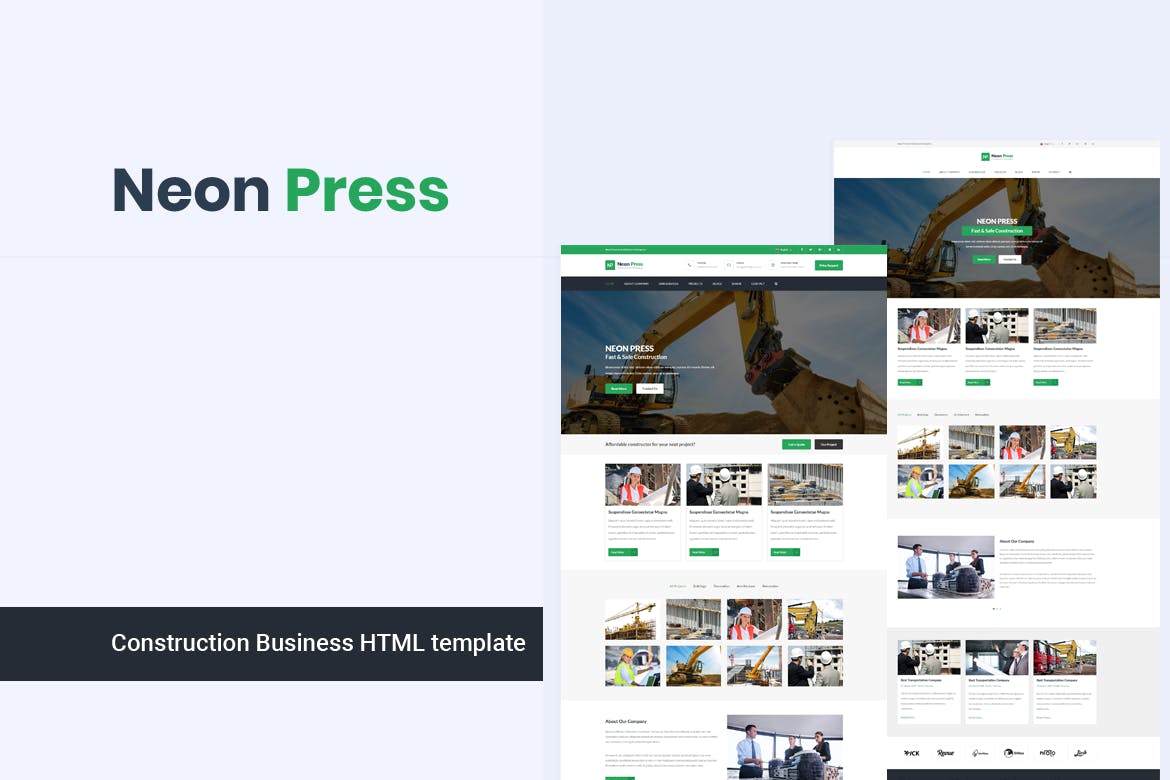 建筑业/建筑公司主题网站设计HTML模板素材库精选 NeonPress – Construction Business HTML Template插图(1)
