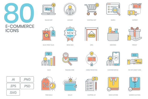 800+彩色线条矢量图标合集 Startup Bundle 800+ Icons插图(5)