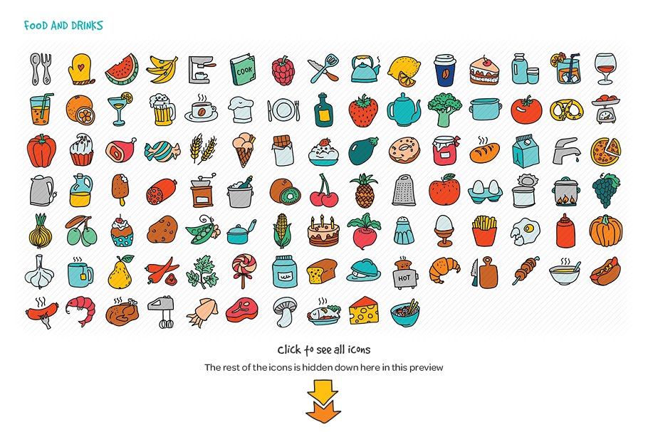 1000枚手绘涂鸦图标 1000 Hand Drawn Doodle Icons插图(3)