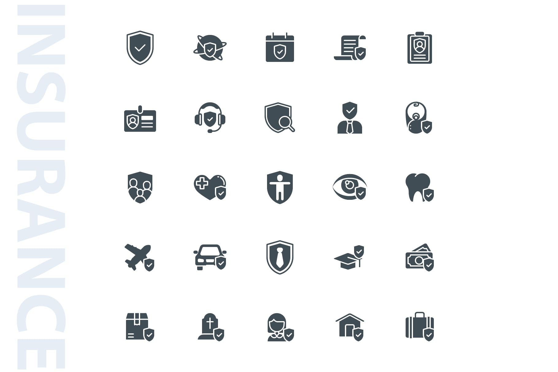 25枚保险行业标志符号矢量素材库精选图标 Insurance Glyph插图(3)