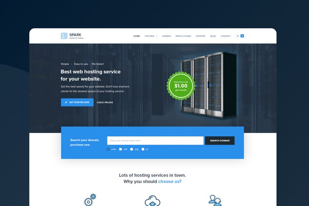 响应式数据管理&技术着陆页设计模板素材库精选 Spark – Responsive Hosting & Technology Template插图(3)
