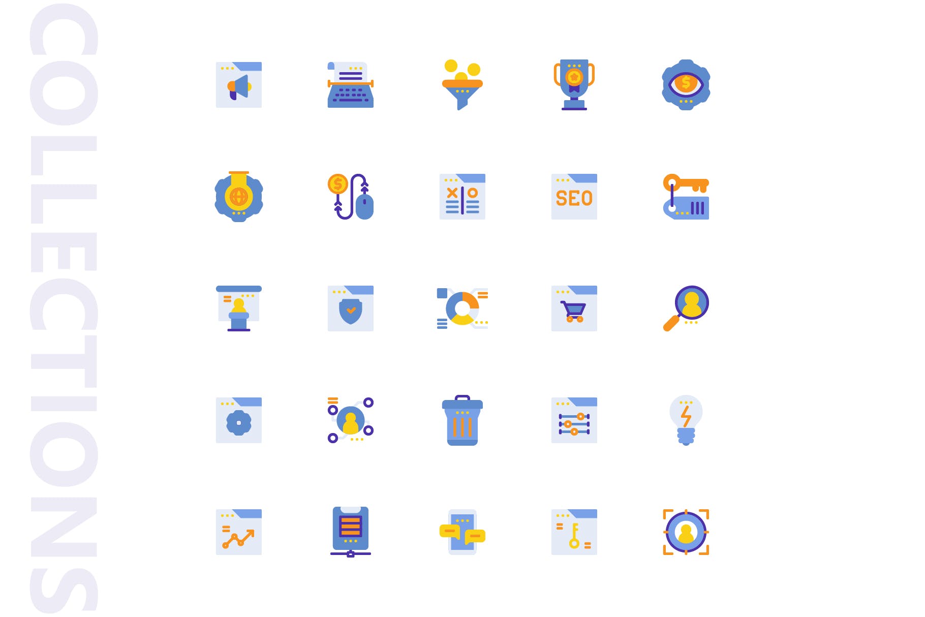 25枚SEO搜索引擎优化营销扁平化矢量素材库精选图标v2 SEO Marketing Flat Icons插图(3)