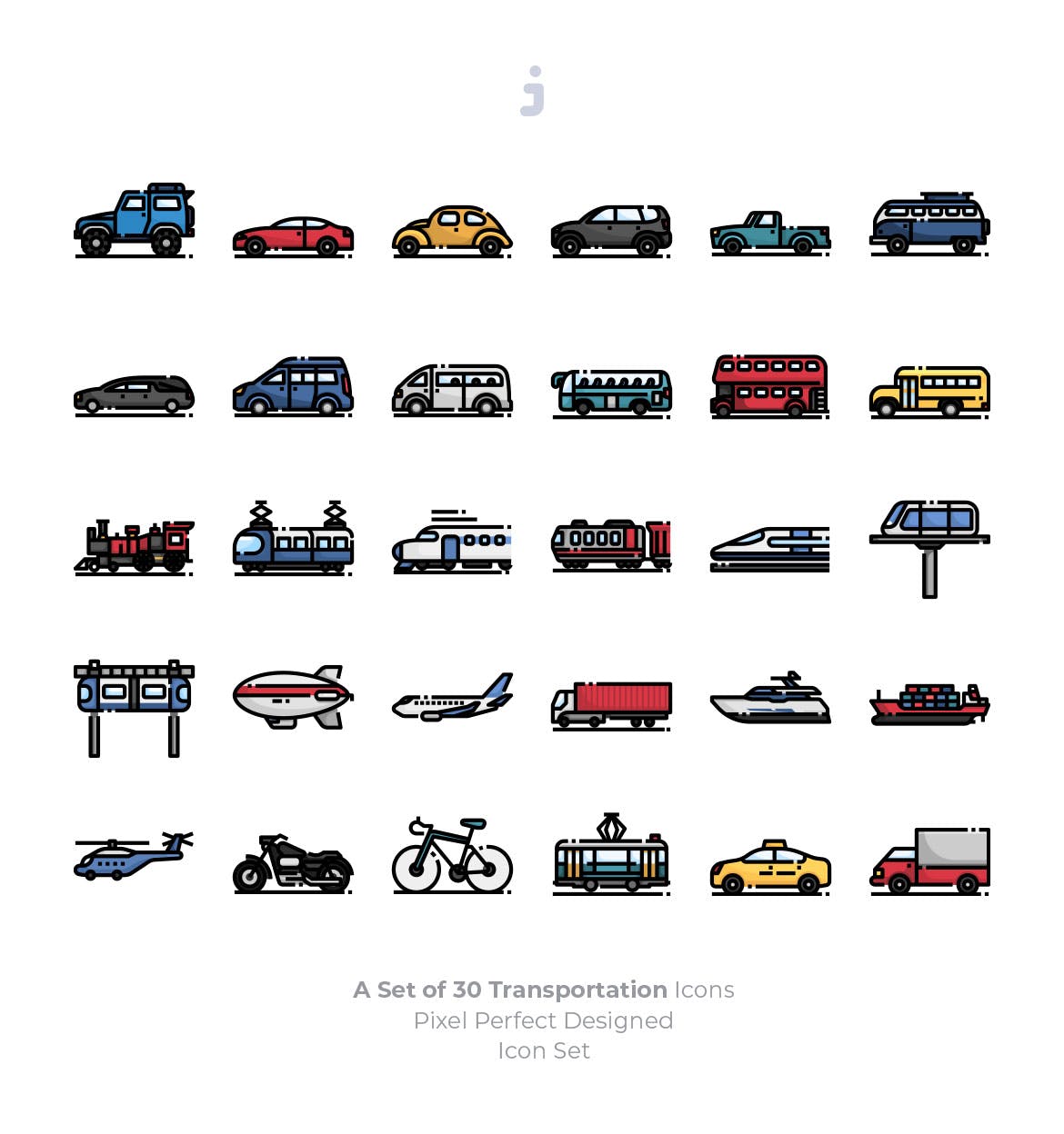 30枚现代交通工具矢量素材库精选图标 30 Transportation Icons插图(1)