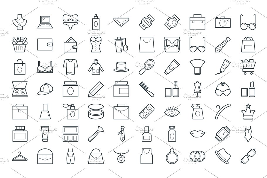 250+时尚服饰类粗线条图标 250+ Fashion and Clothes Icons插图(1)