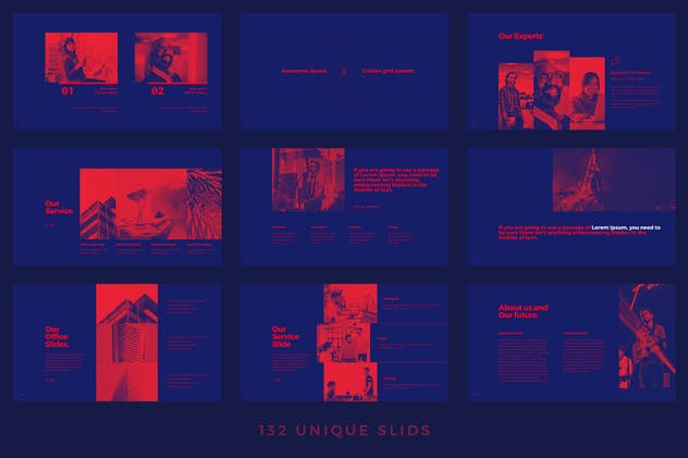 双色调设计风格别具一格的PPT幻灯片设计模板 Duotone – Powerpoint Template插图(4)