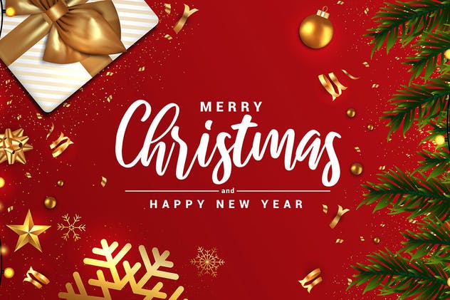 圣诞节新年深红色Banner素材库精选广告模板 Merry Christmas and Happy New Year banners插图(5)