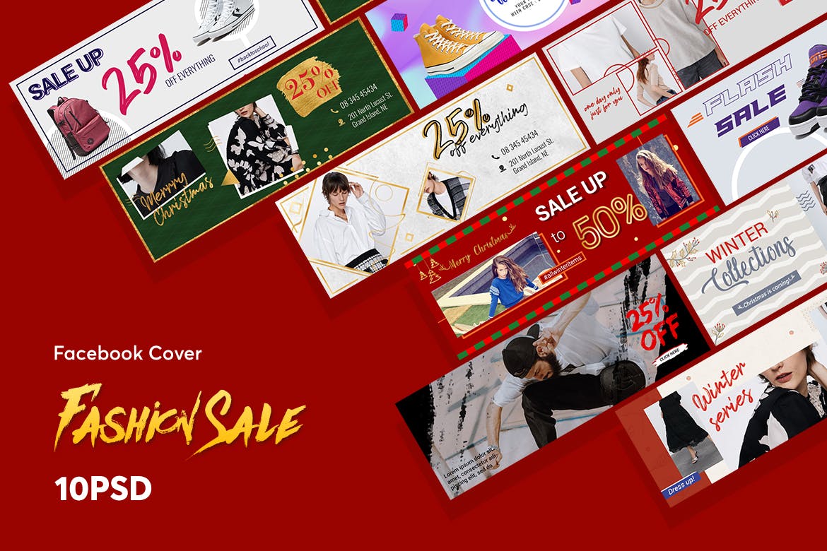 创意时尚促销主题Facebook封面设计PSD模板素材库精选 Creative Fashion Sale Facebook Cover PSD Template插图(1)