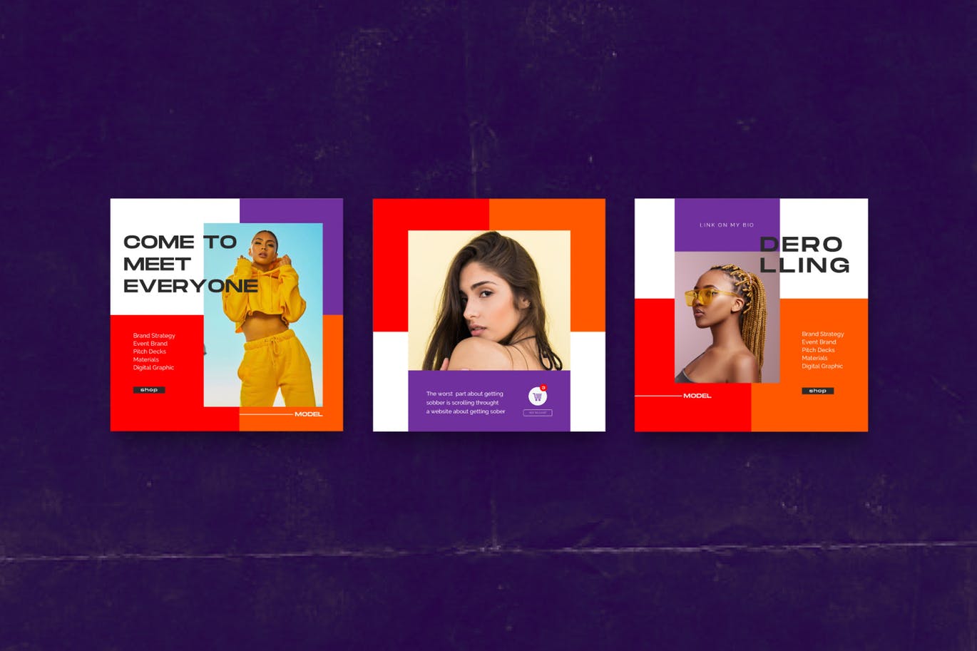 色彩主页Instagram贴图&品牌故事设计素材包v2 DEROLL PACK 2- Instagram Template + Strories插图(6)