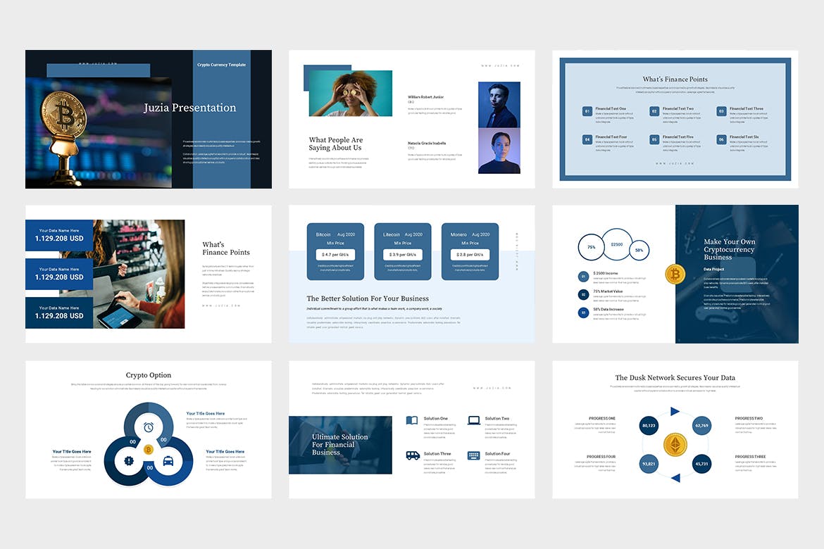 加密货币/区块链业务介绍素材库精选PPT模板 Juzia : Crypto Currency Business Powerpoint插图(1)