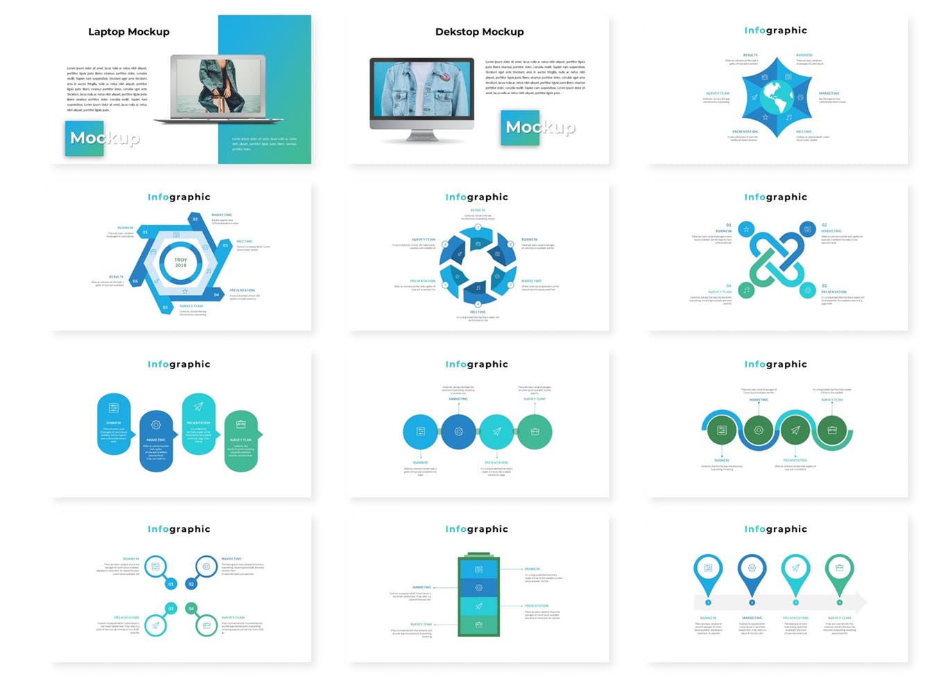 带有SWOT分析的高品质的时尚powerpoint幻灯片演示模板（pptx）插图(2)