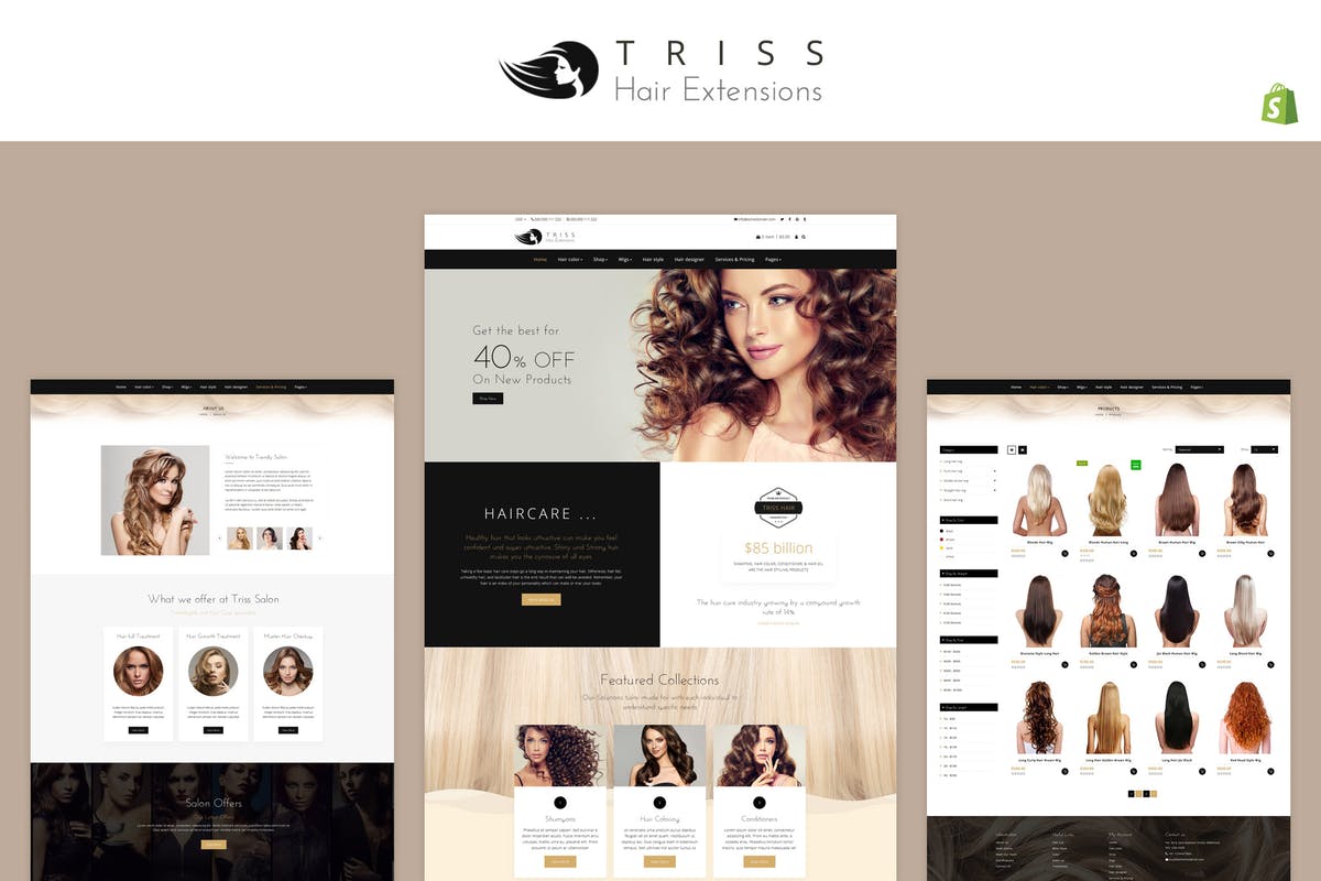 美发沙龙&理发师网站设计Shopify主题模板素材库精选 Triss – Salon & Barber Store Shopify Theme插图