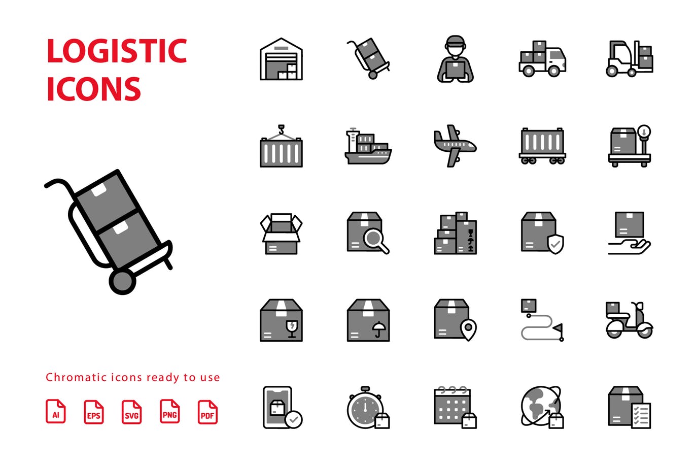 30枚Chromatic设计风格物流运输行业素材库精选图标 Logistic Chromatic插图(1)