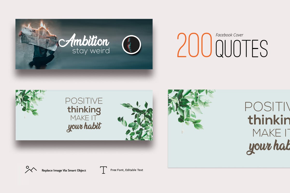 200款Facebook封面引语设计模板素材库精选 200 Facebook Cover Quotes插图