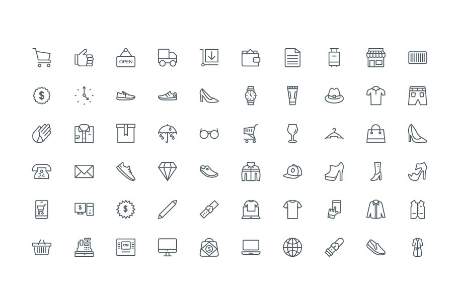 220个时尚服饰元素线条图标 220 Fashion and Clothes Line Icons插图(2)