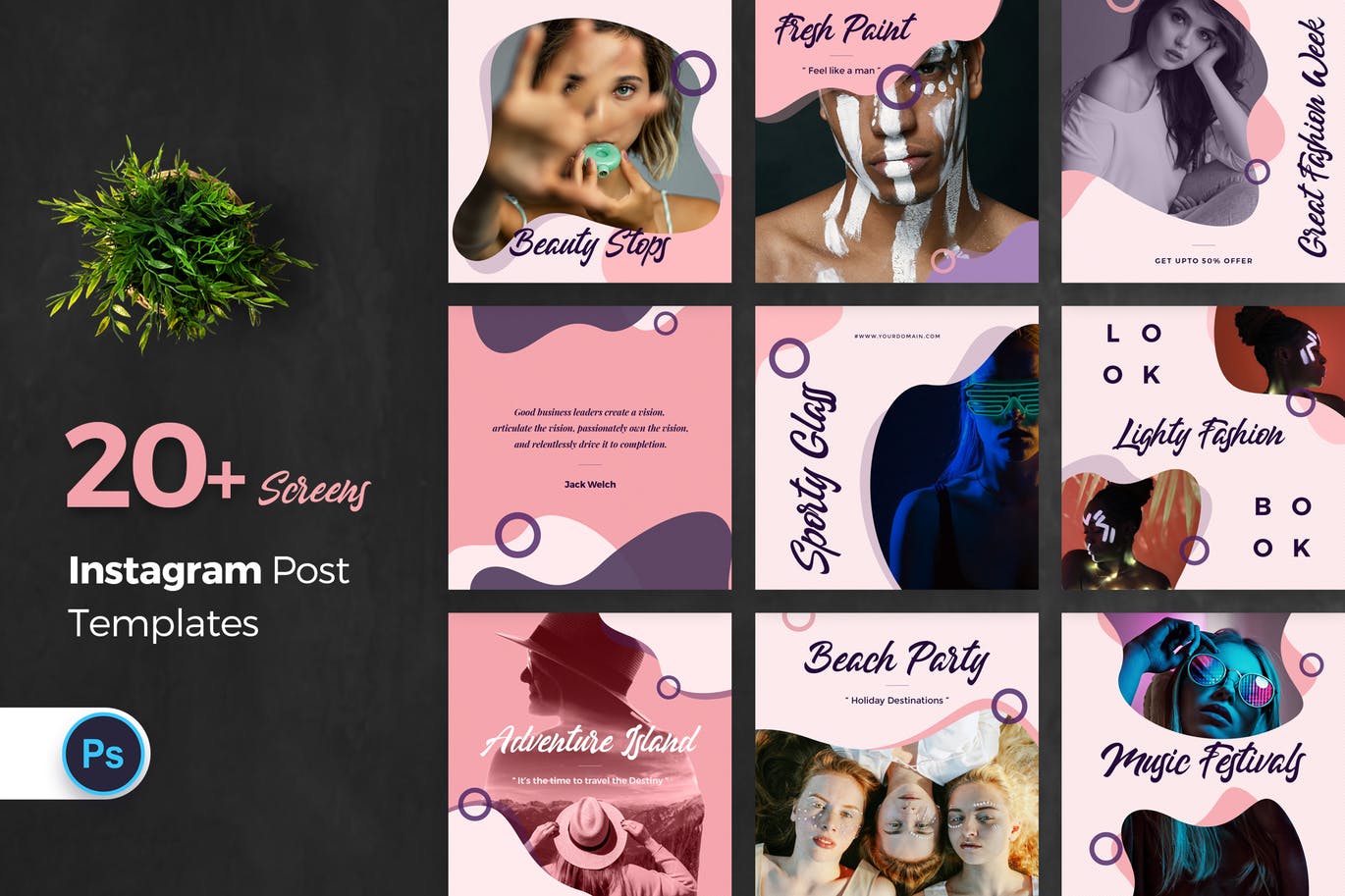 时尚创意Instagram社交平台设计素材包 Instagram Post Templates插图