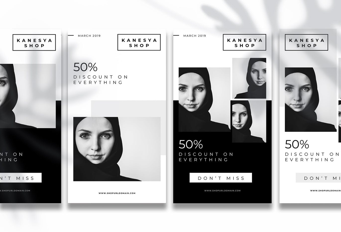 黑白简约风格Instagram社交品牌故事设计素材 Clean Instagram Story Template插图(5)