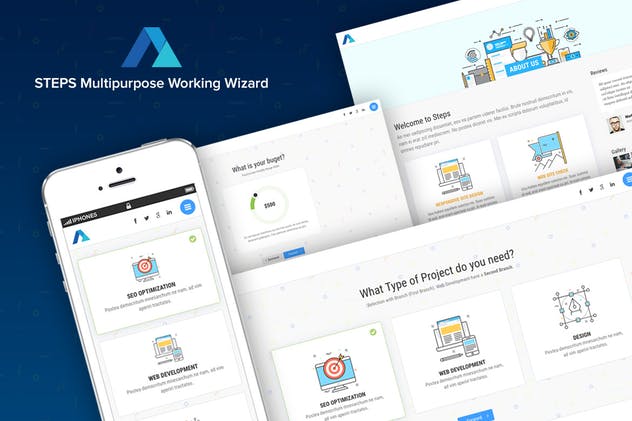 互联网产品设计策划开发服务网站HTML模板素材库精选 Steps – Multipurpose Working Wizard with Branches插图(1)