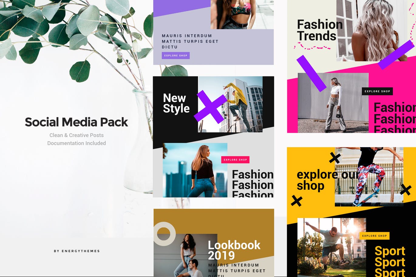 时装品牌社交媒体推广Banner横幅广告设计模板素材库精选v84 Social Media Banners – Vol84插图