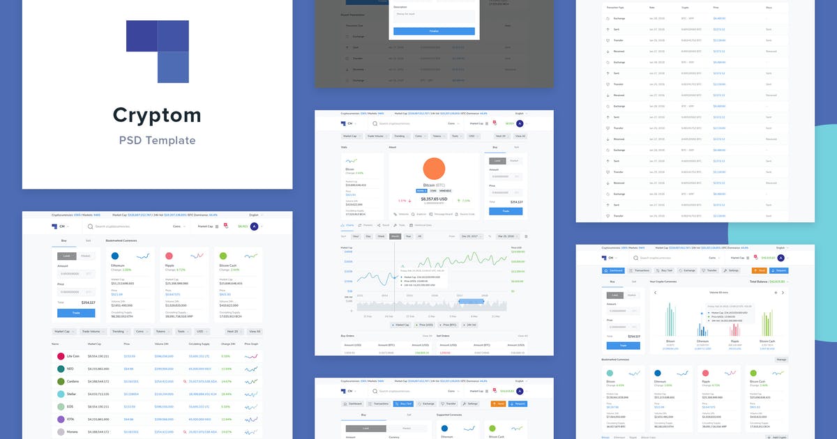 数字加密货币网站设计PSD模板素材库精选插图
