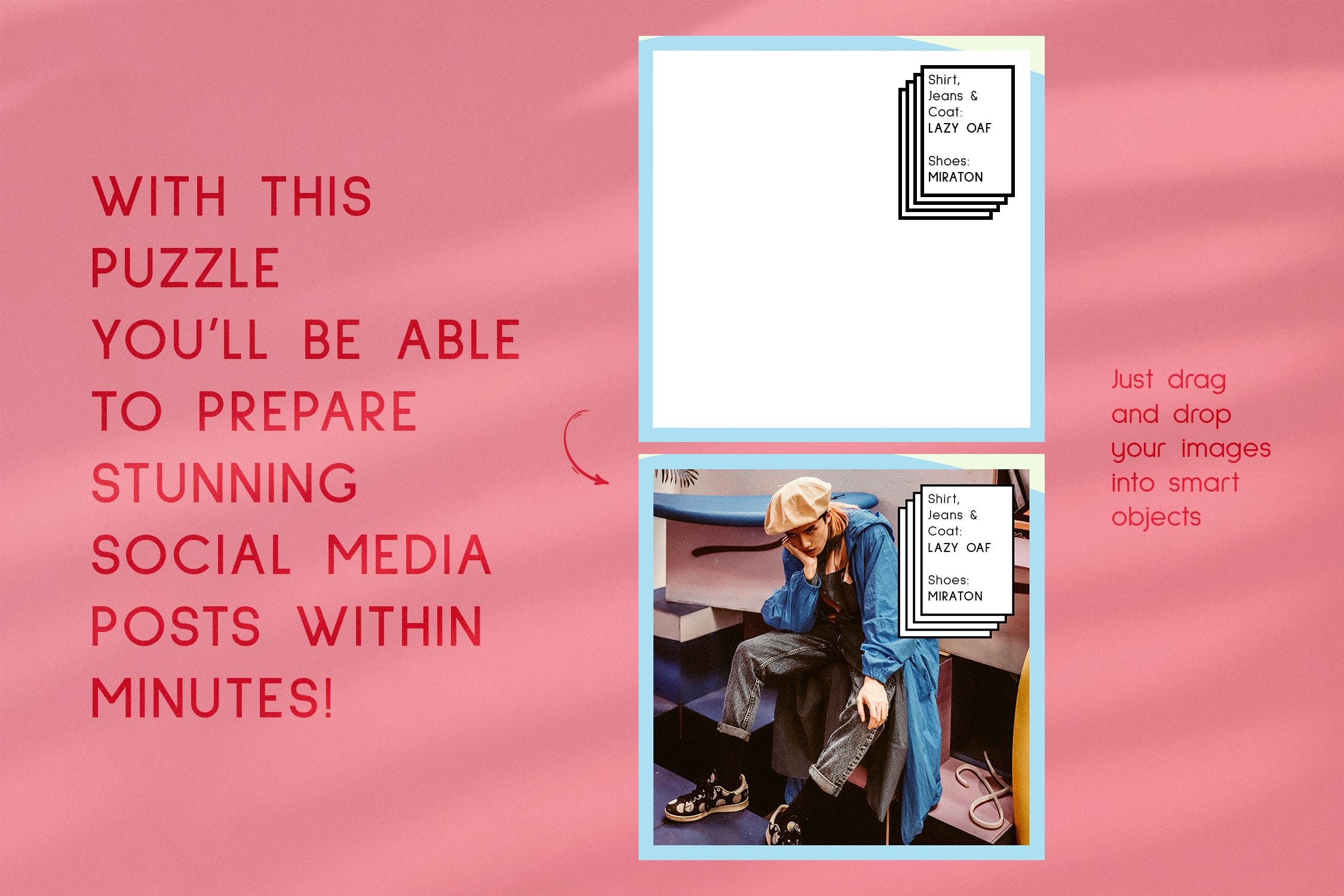 孟菲斯风格Instagram社交时尚拼图设计模板素材库精选素材 Memphis – Instagram Fashion Puzzle插图(5)