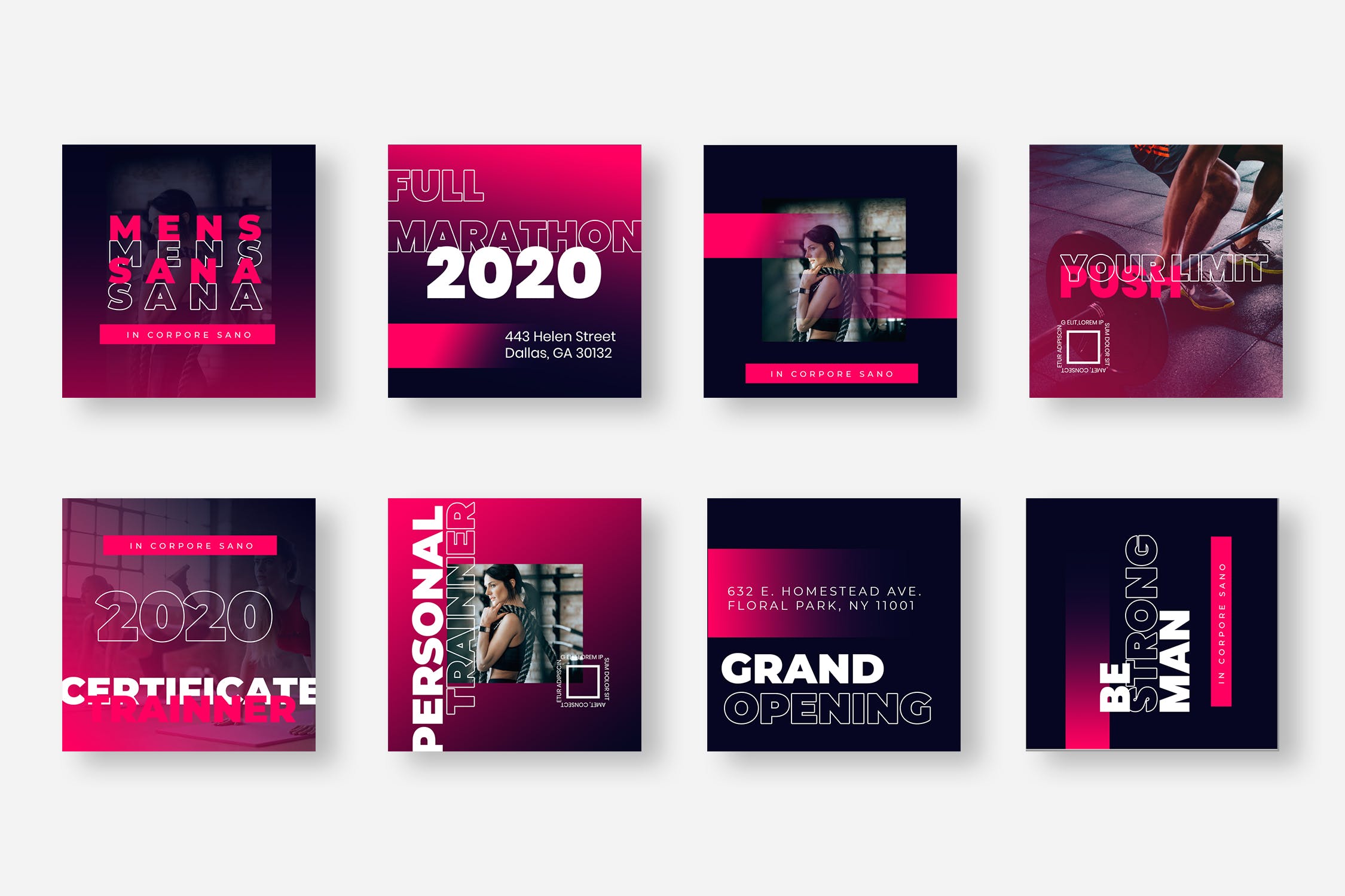 双色&渐变色设计风格Instagram贴图设计模板素材库精选 Eight Duotone Instagram Post Template插图(2)