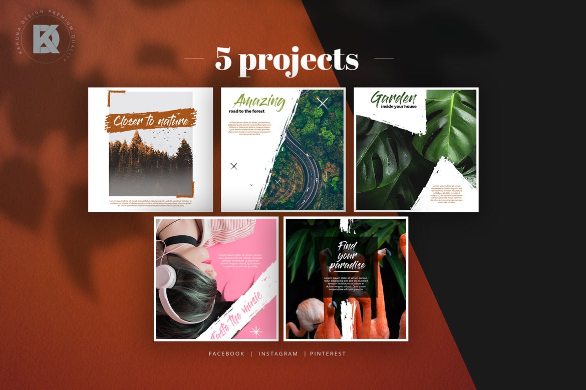 画笔笔刷设计风格社交新媒体设计素材包 Brush Social Media Pack插图(4)